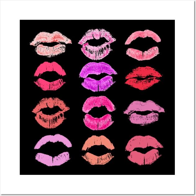 Pop art lips - Vintage Colourful lipstick stains - Diversity of beauty - Girl power Wall Art by ArtfulTat